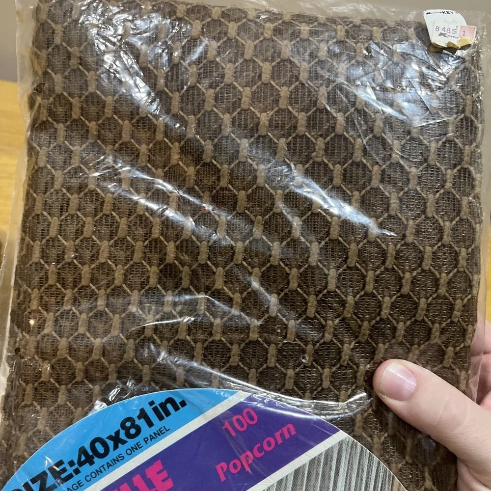 Vintage Chenille Curtain Brown Window Panel 40